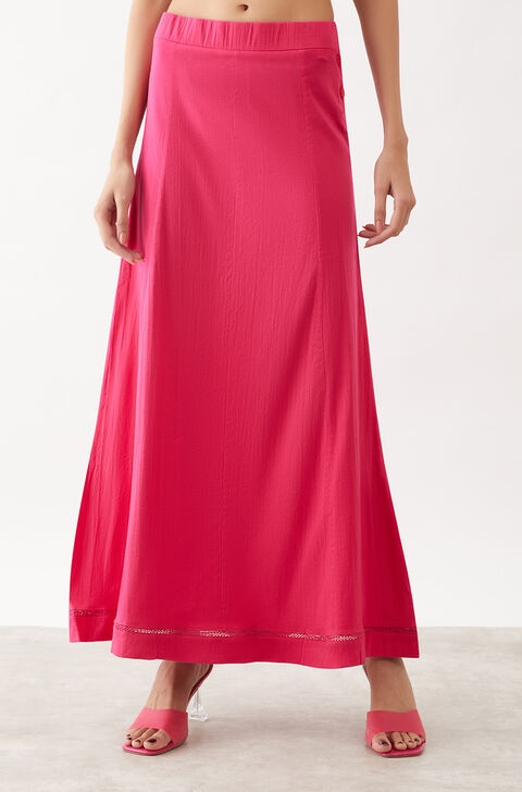 Pink Woven Cotton Lycra Skirt