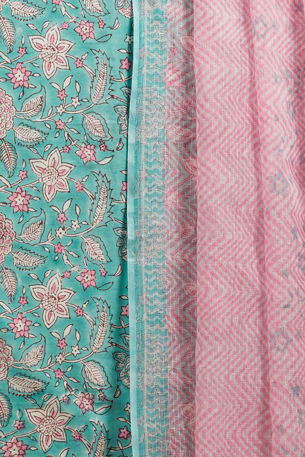 Blue Printed Sanganeri Pure Cotton Unstitched Suit Set image number null