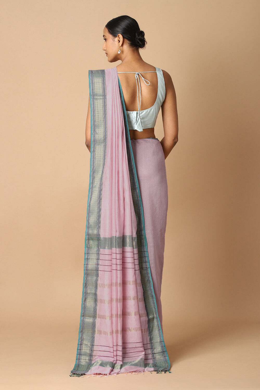 Pink Pure Silk Cotton Maheswari Saree image number null
