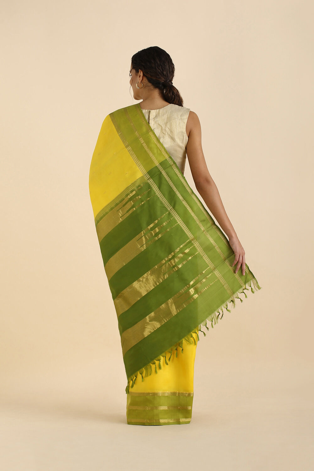 Yellow Pure Silk Kanjivaram Saree image number null