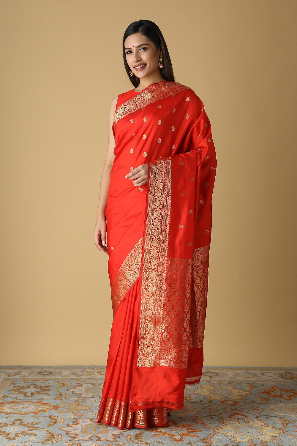 Red Pure Silk Banarasi Saree image number null