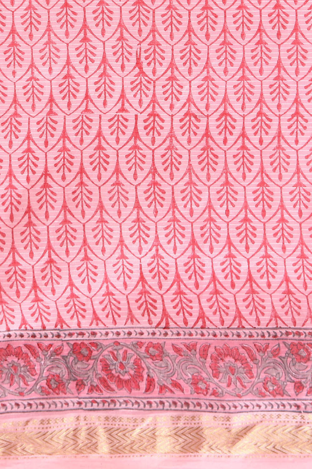 Light Pink Pure Silk Cotton Sanganeri Printed Saree image number null