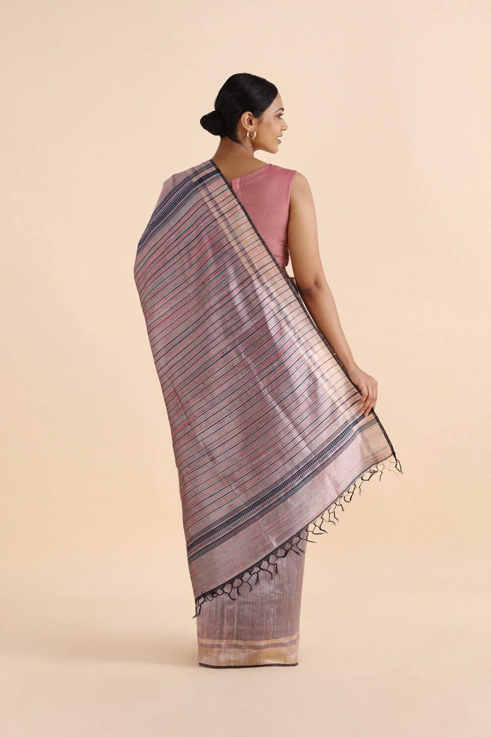 Violet Pure Tussar Silk Bhagalpuri Saree image number null