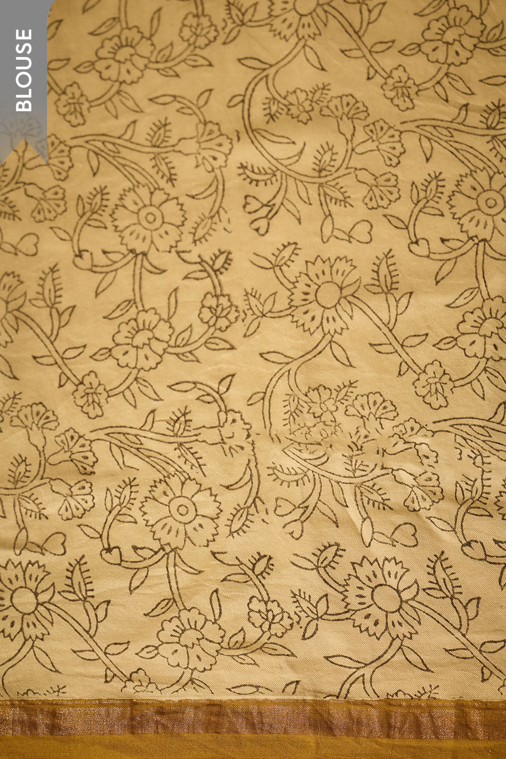 Dark Yellow Bagru Bagru Block Printed Pure Silk Cotton Saree image number null