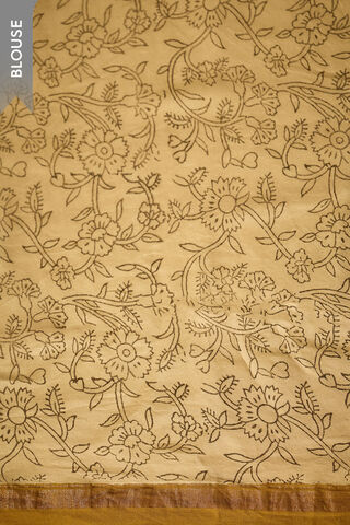 Dark Yellow Bagru Bagru Block Printed Pure Silk Cotton Saree thumbnail image number null