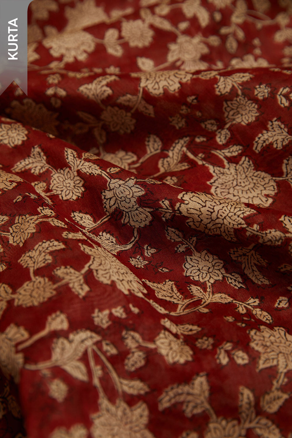 Red Bagru Block Printed Pure Silk Cotton Unstitched Suit Set image number null