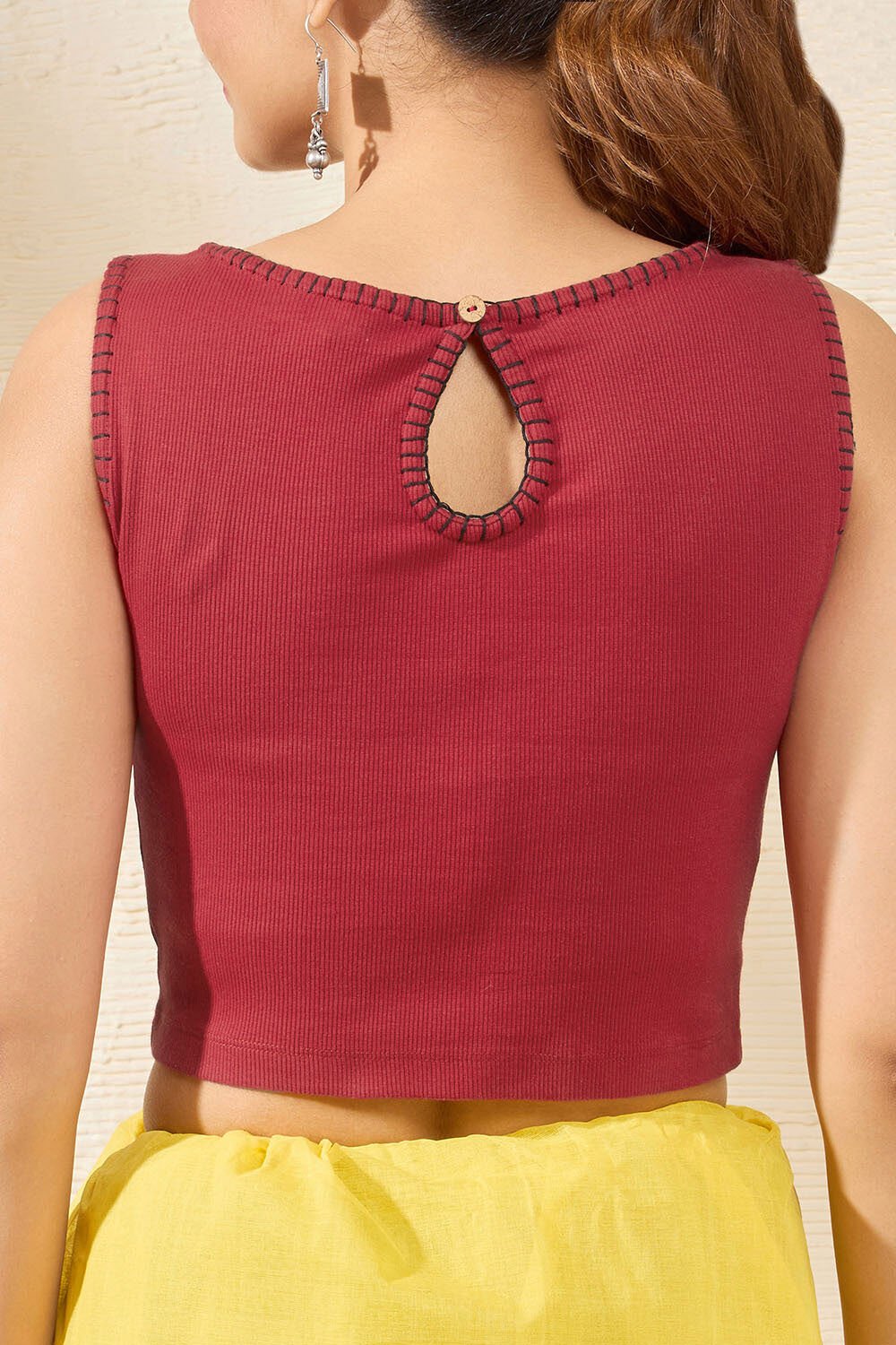 Red Cotton Knit Blouse image number null