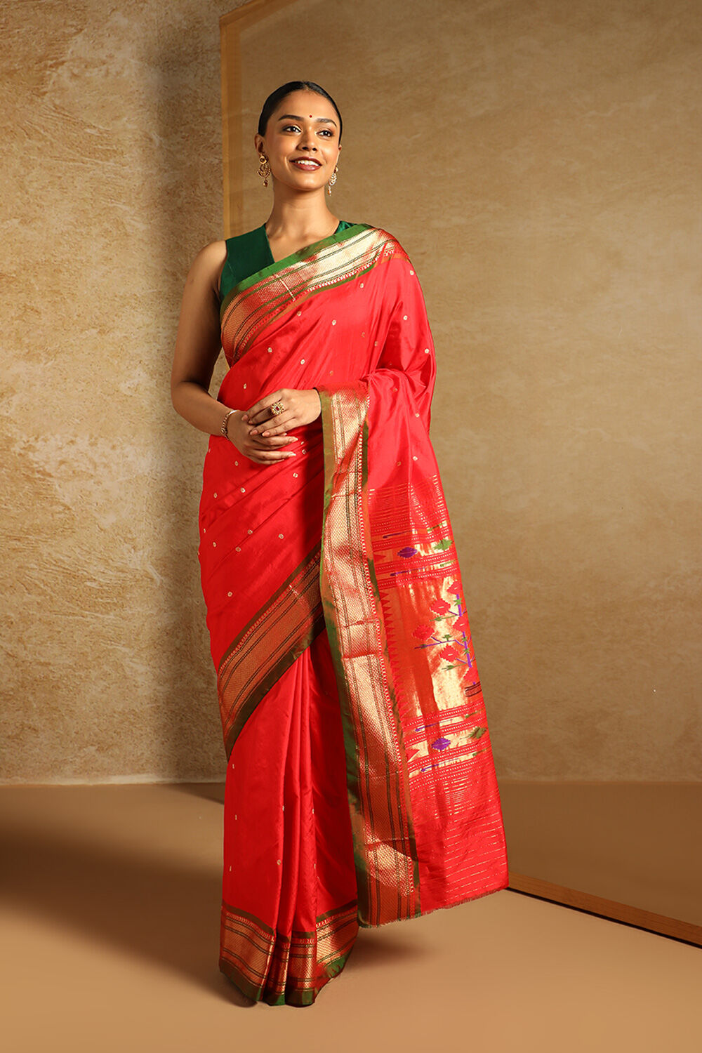 Red Pure Silk Paithani Saree image number null