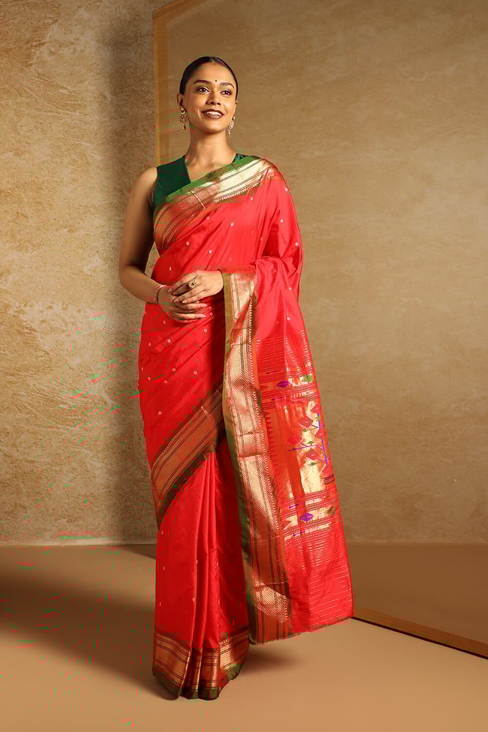 Red Pure Silk Paithani Saree image number null