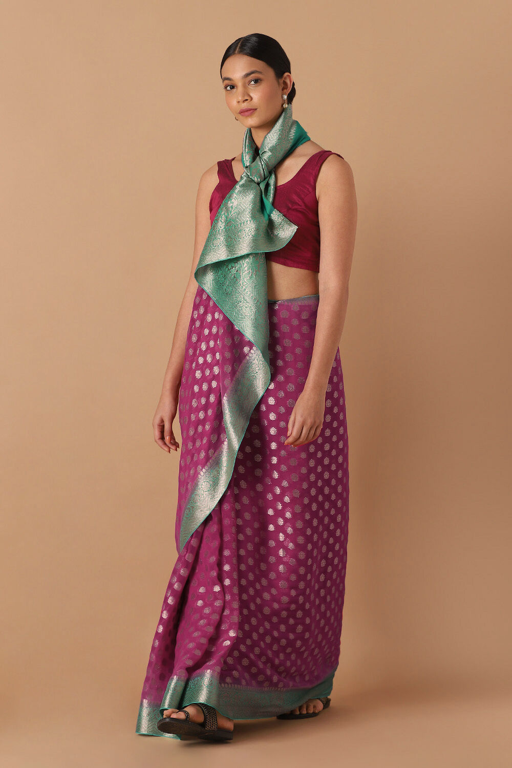 Pink Viscose Pure Georgette Banarasi Saree image number null