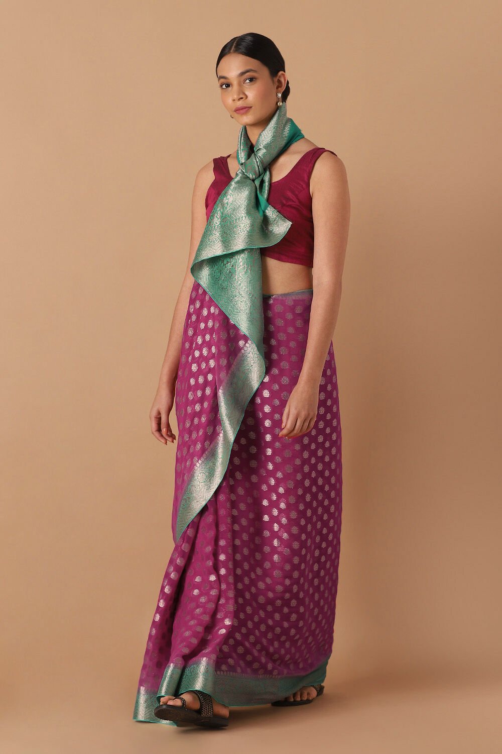 Pink Viscose Pure Georgette Banarasi Saree image number null