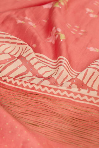 Orange Pure Silk Cotton Printed Saree thumbnail image number null