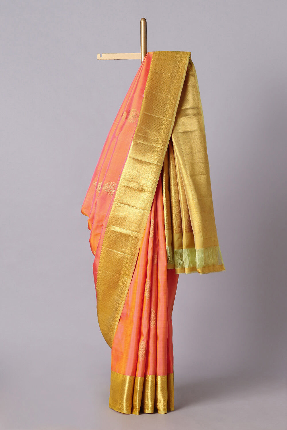 Light Orange Pure Silk Kanjivaram Saree image number null