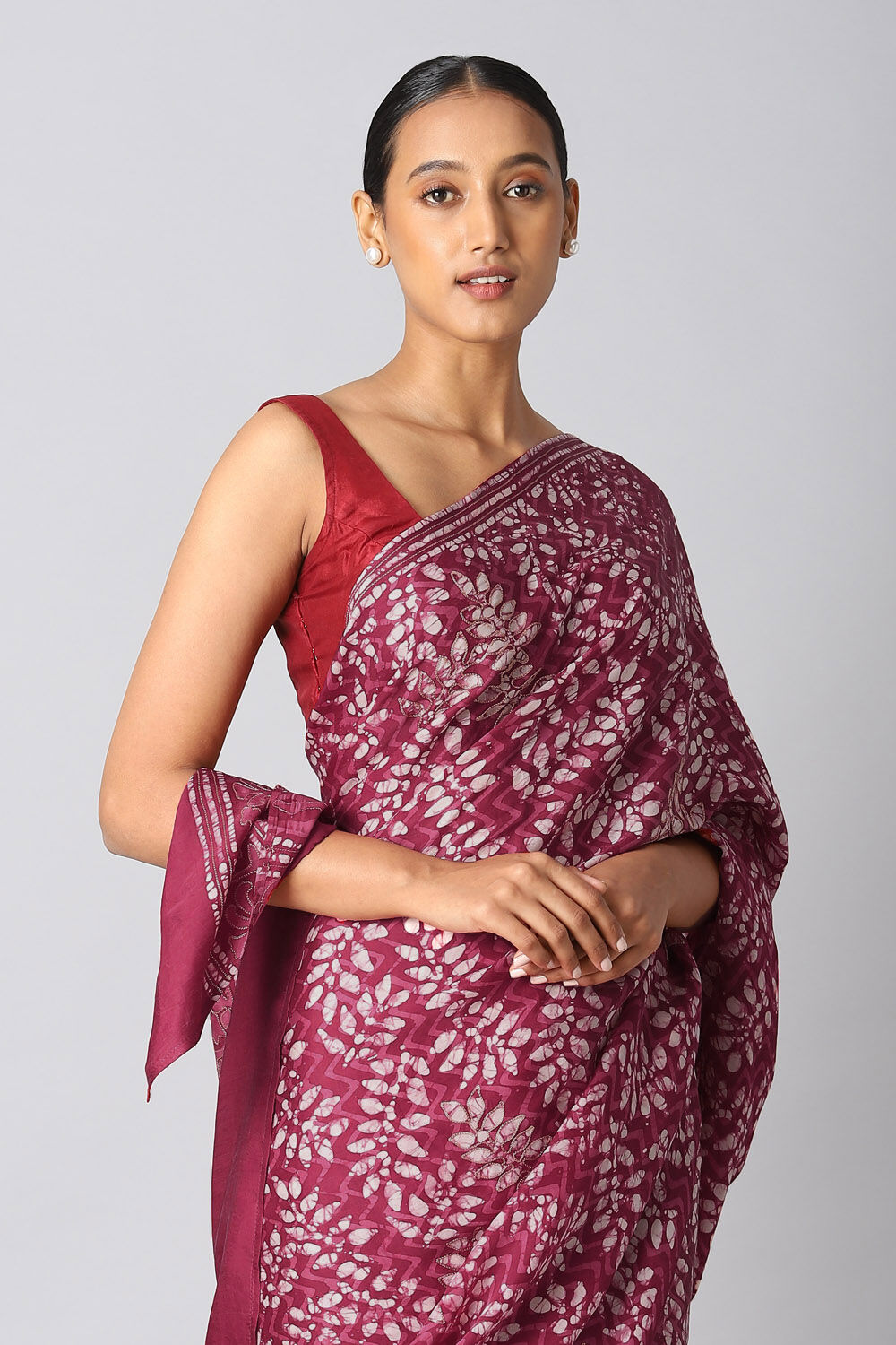 Wine-Red Luxe Vegan Saree image number null