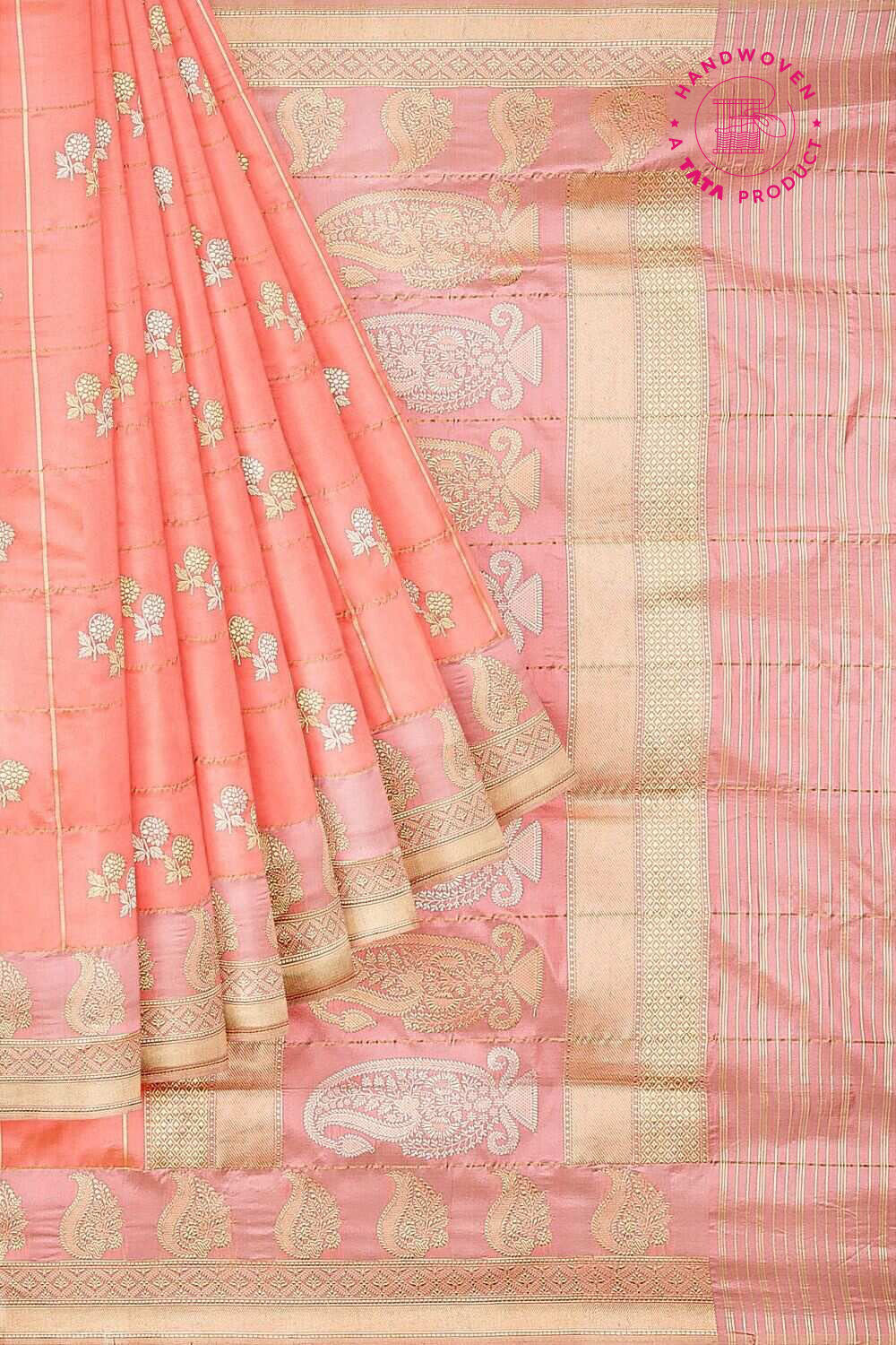 Light Pink Pure Banarasi Silk Sarees image number null