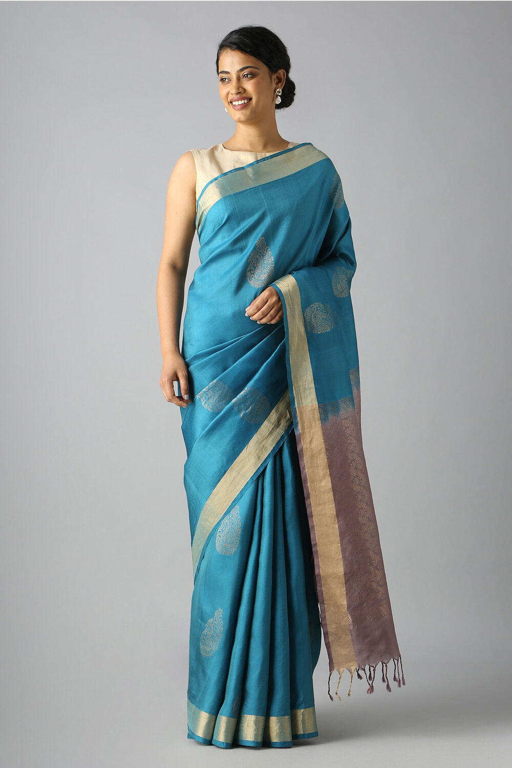 Light Blue Pure Silk South Saree image number null