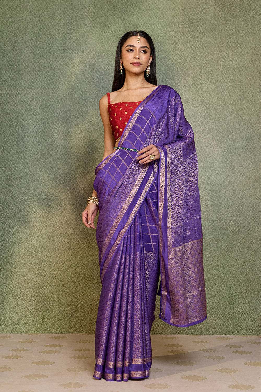 Purple Woven Pure Viscose Saree image number null