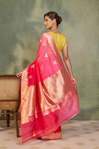 Pink Pure Silk Organza Kadwa Banarasi Saree thumbnail image number null