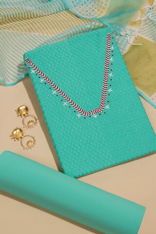 Light Blue Pure Cotton Embroidered Unstitched Suit Set
