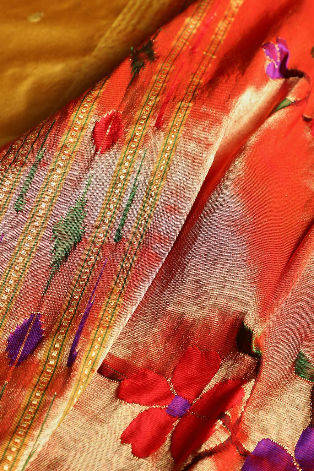 Yellow Pure Silk Paithani Saree image number null