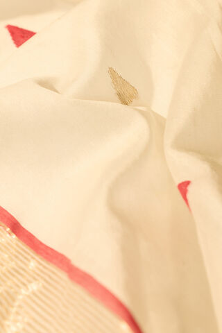 Off White Woven Pure Silk Cotton Chanderi Saree thumbnail image number null