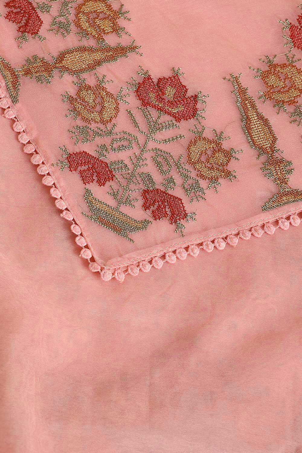 Light Pure Pink Embroidered Saree image number null