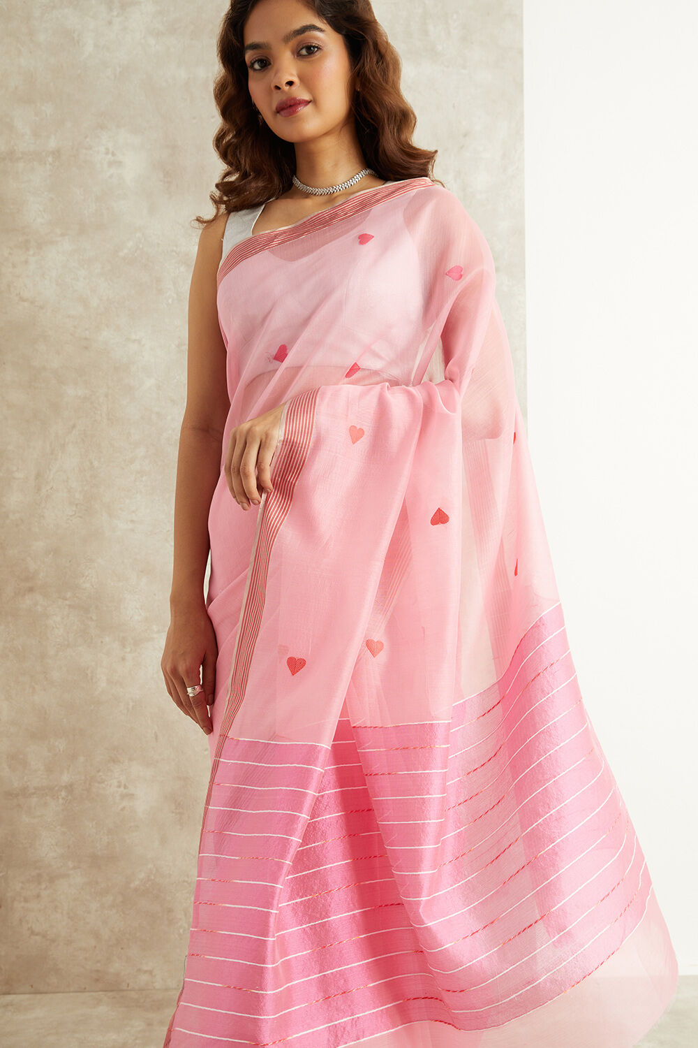 Pink Pure Silk Cotton Eknaliya Chanderi Saree image number null