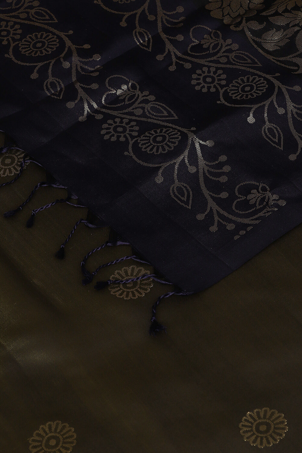 Dark Green Pure Silk South Saree image number null