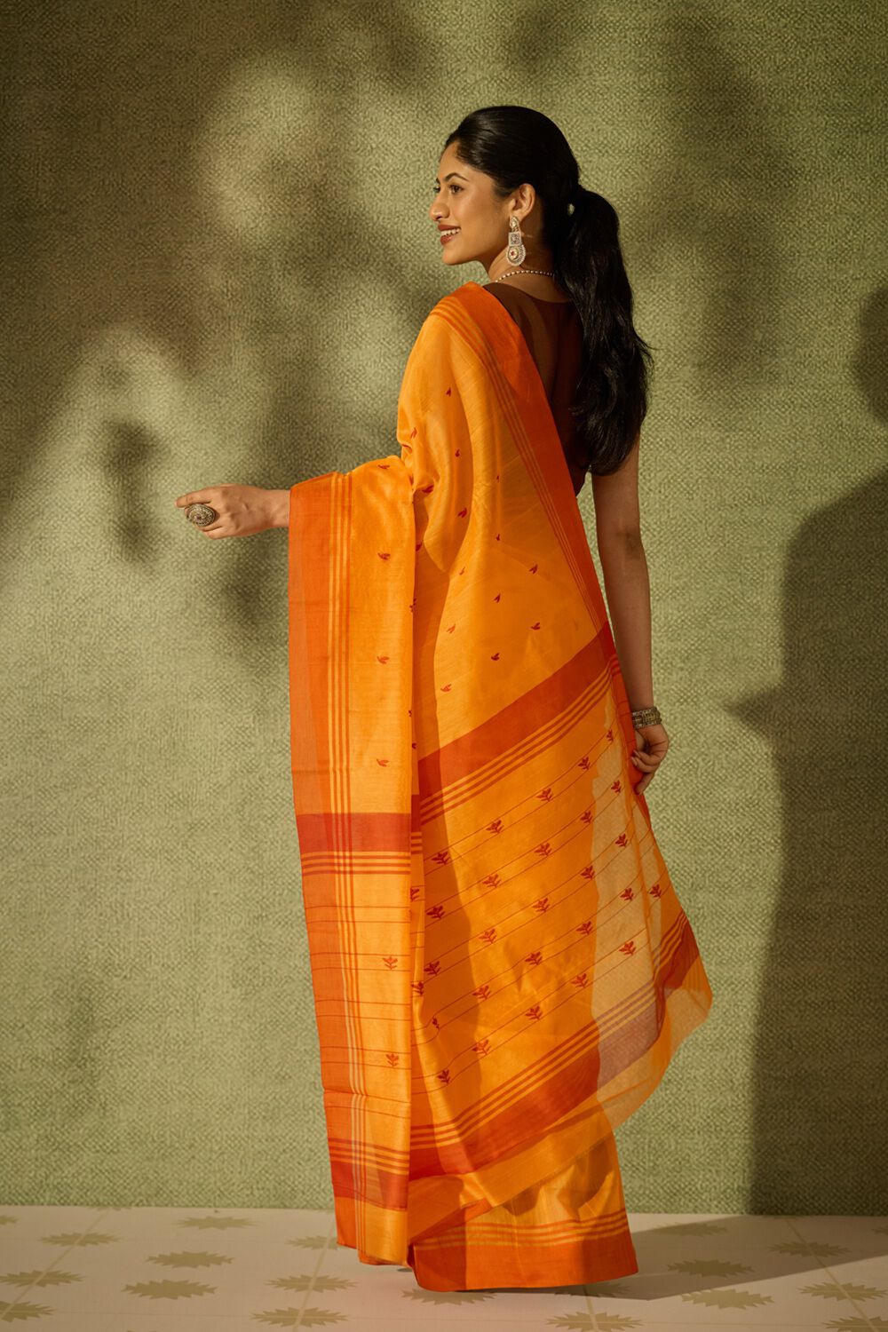 Light Orange Woven Pure Silk Cotton Chanderi Saree image number null