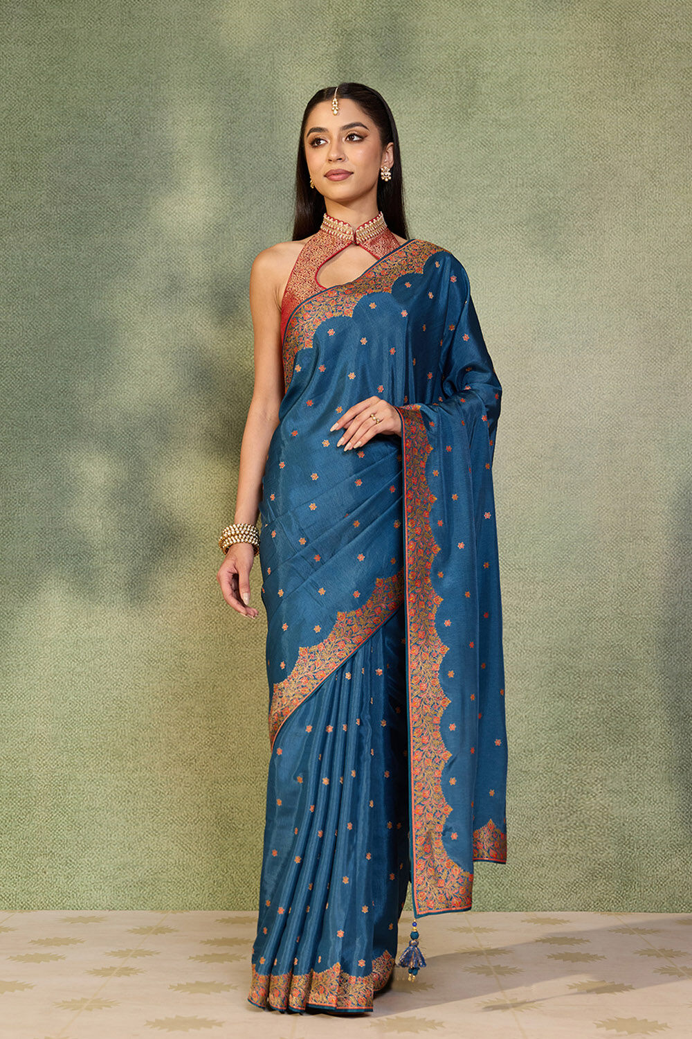 Blue Woven Design Pure Viscose Saree image number null