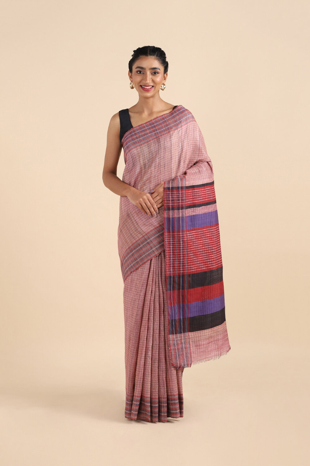 Light Pure Pink Tussar Bhagalpuri Saree image number null