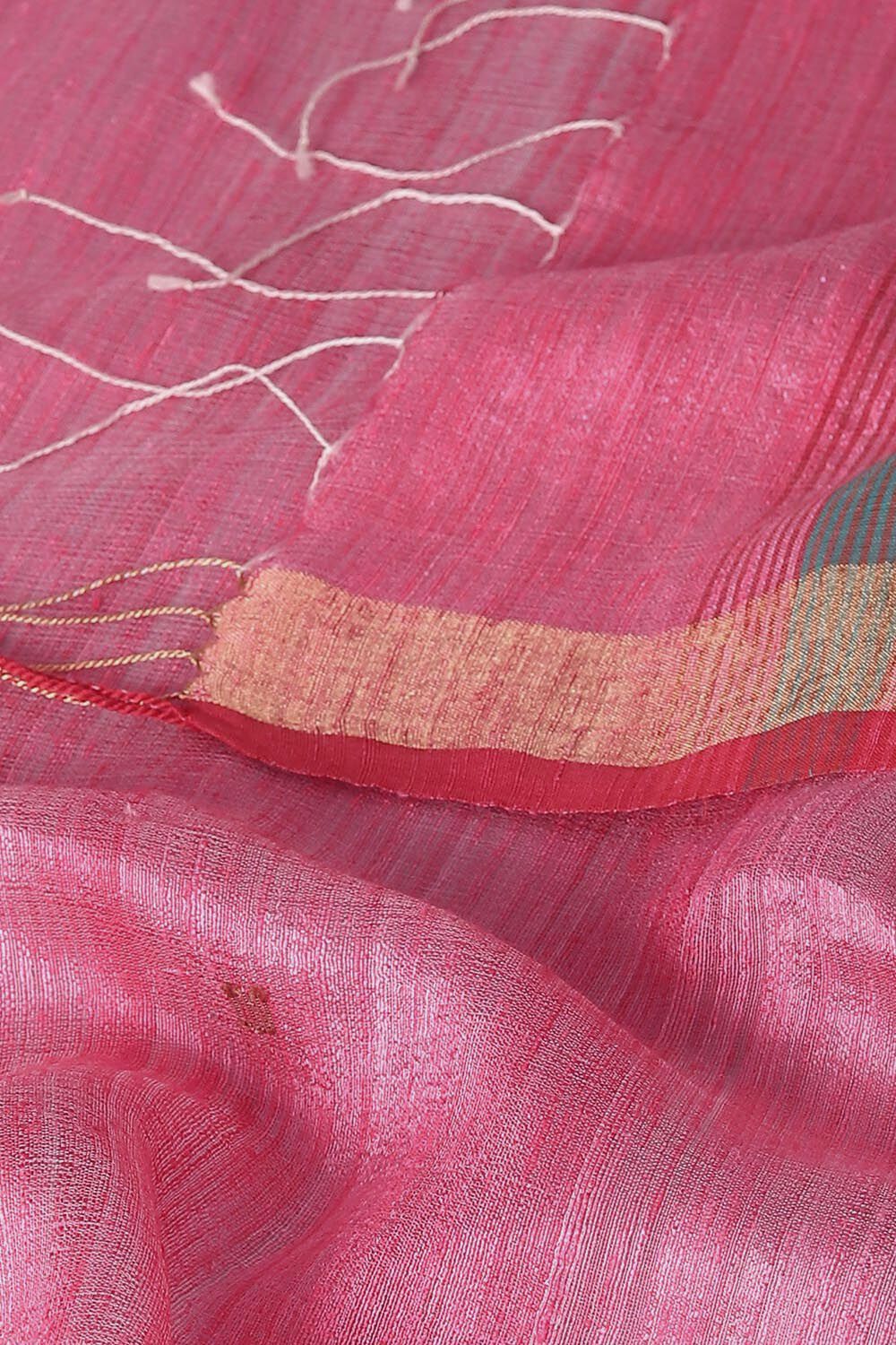 Dark Pink Pure Silk Vanya Jamdani Saree image number null