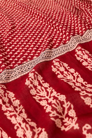 Red Bagh Block Printed Pure Cotton Saree thumbnail image number null