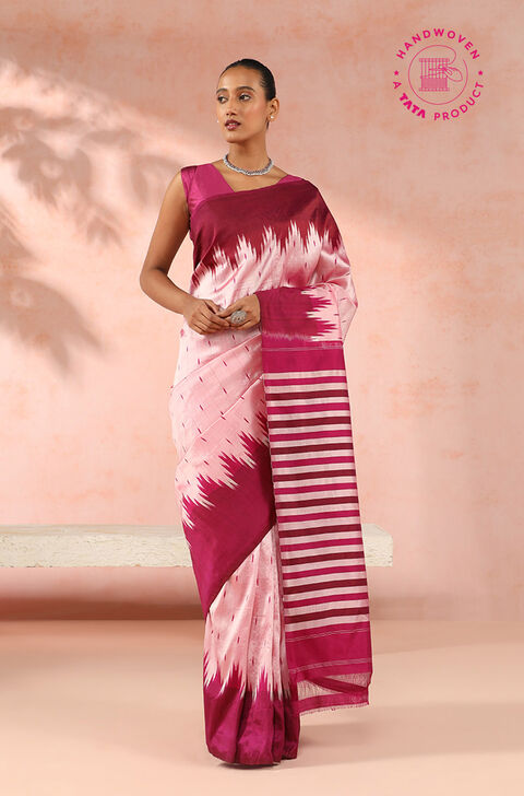Pink Pure Silk Pochampalli Ikat Saree