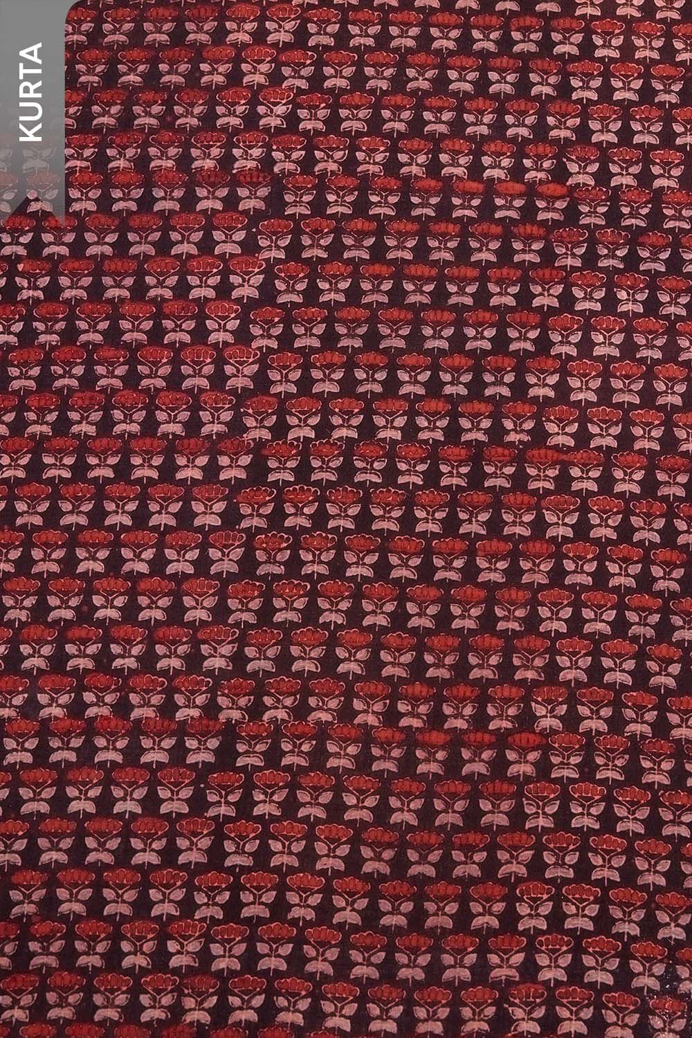 Maroon Pure Cotton Ajrakh Unstitched Suit Set image number null