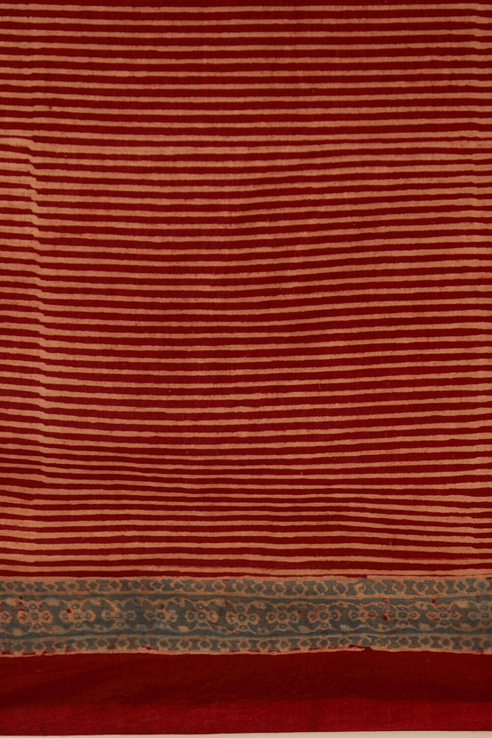 Red Pure Cotton Ajrakh Block Print Saree image number null