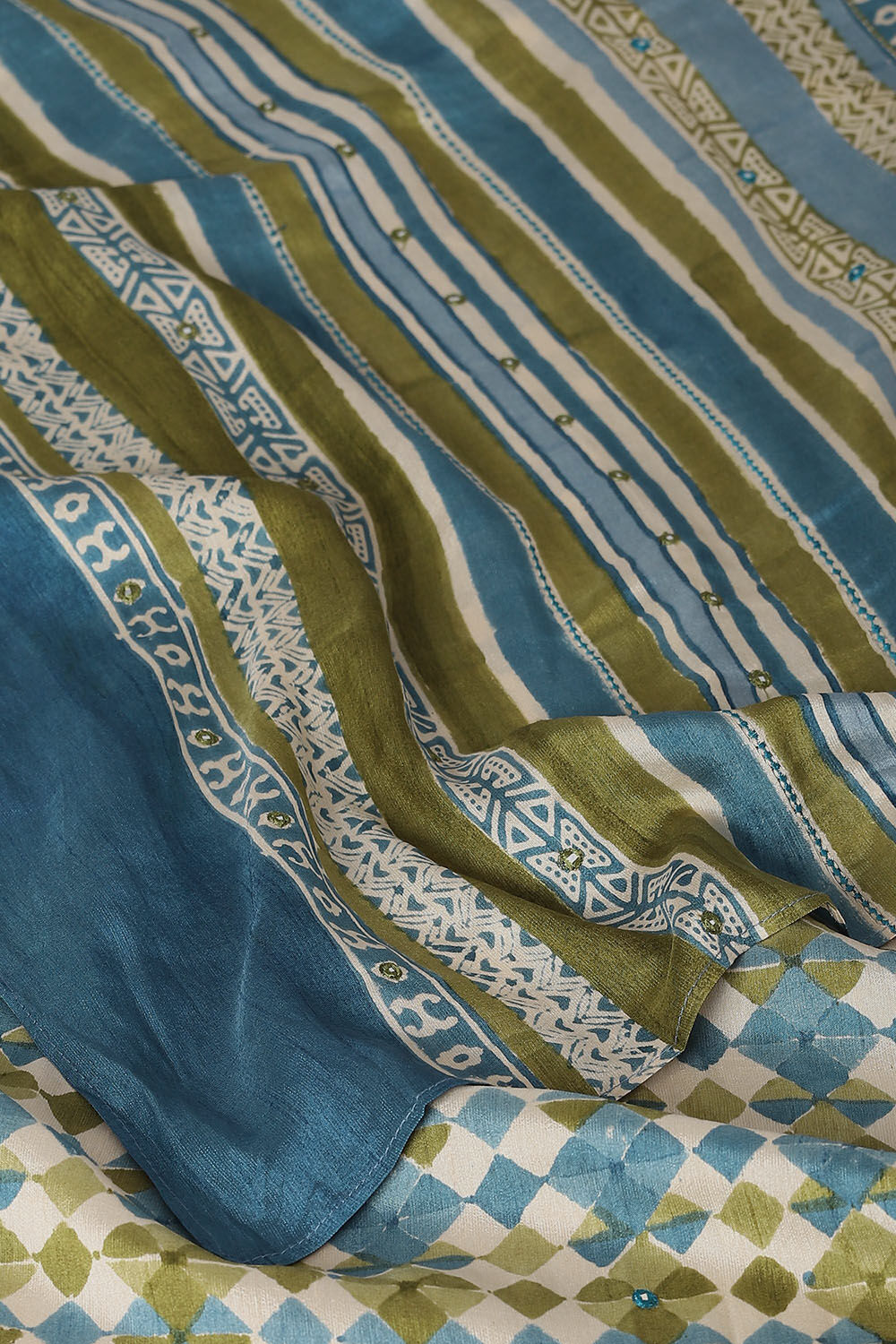 Blue-Green Pure Luxe Vegan Saree image number null