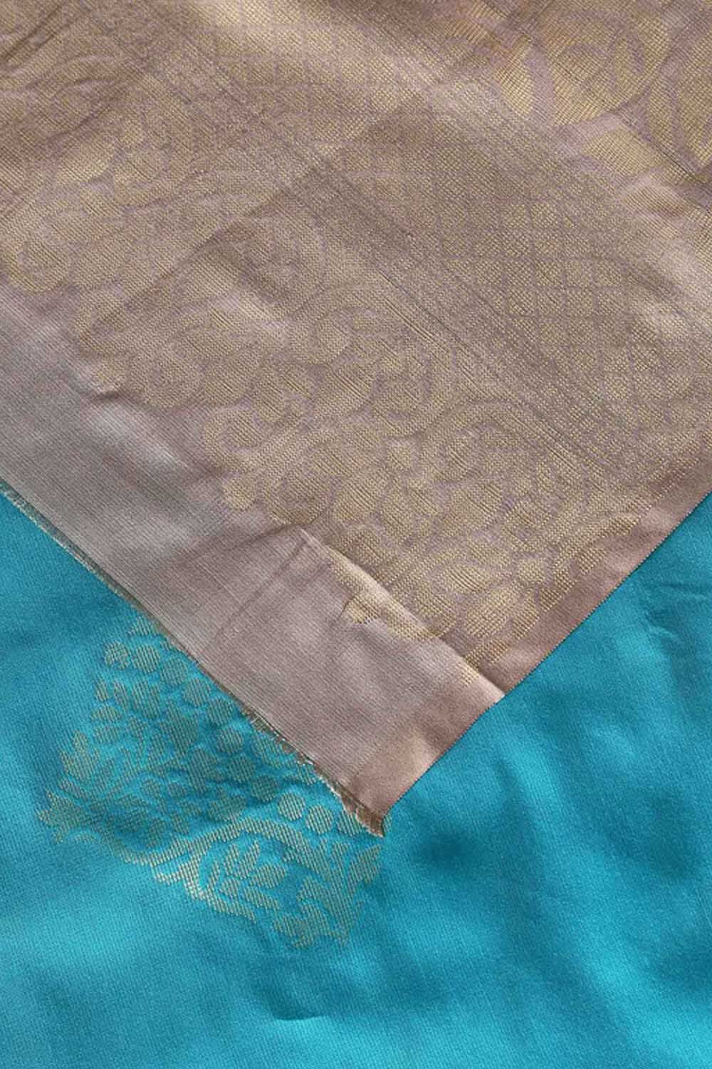 Light Blue Pure Silk Tencel South Saree image number null