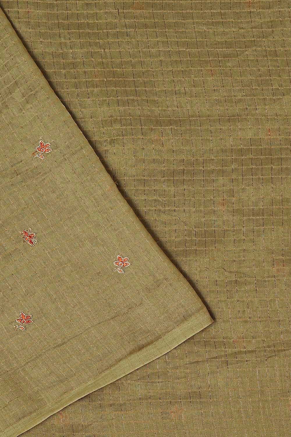 Light Green Silk Cotton Embroidered Unstitched Suit Set image number null