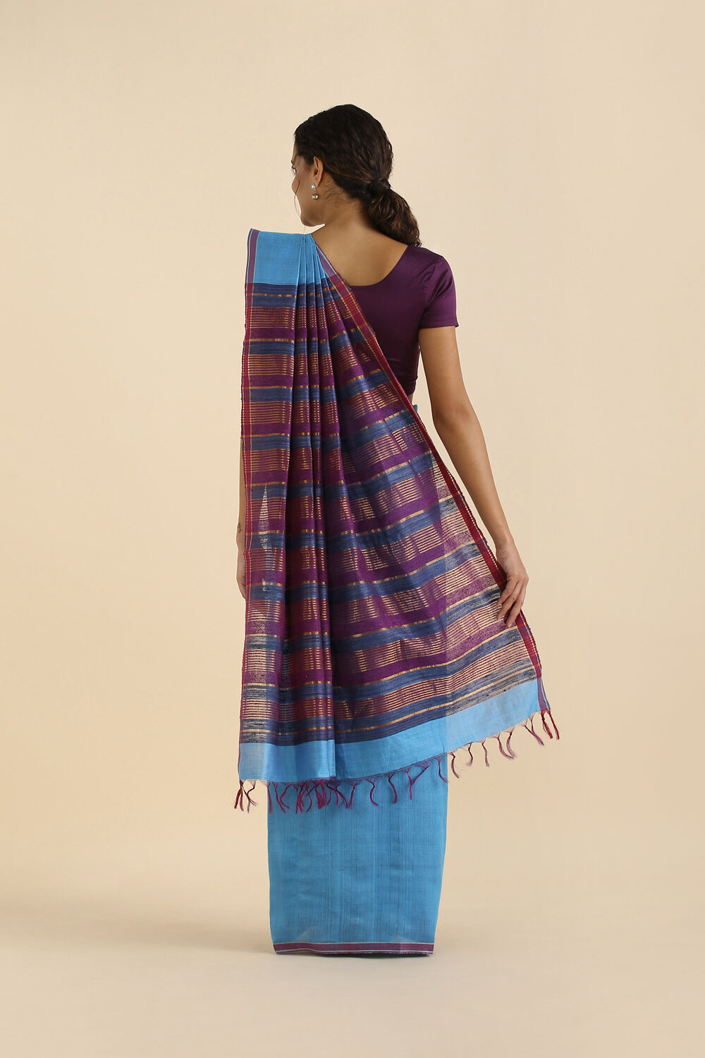 Blue Pure Silk Viscose Bhagalpuri Saree image number null