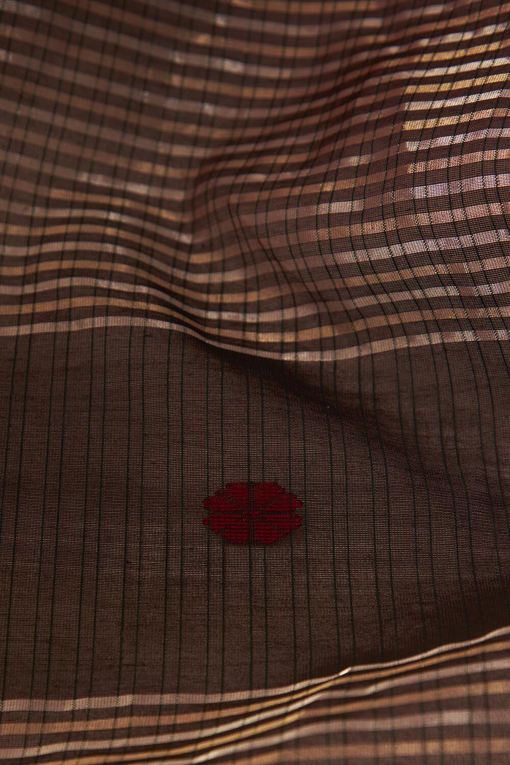 Red Woven Pure Silk Cotton Maheshwari Saree image number null