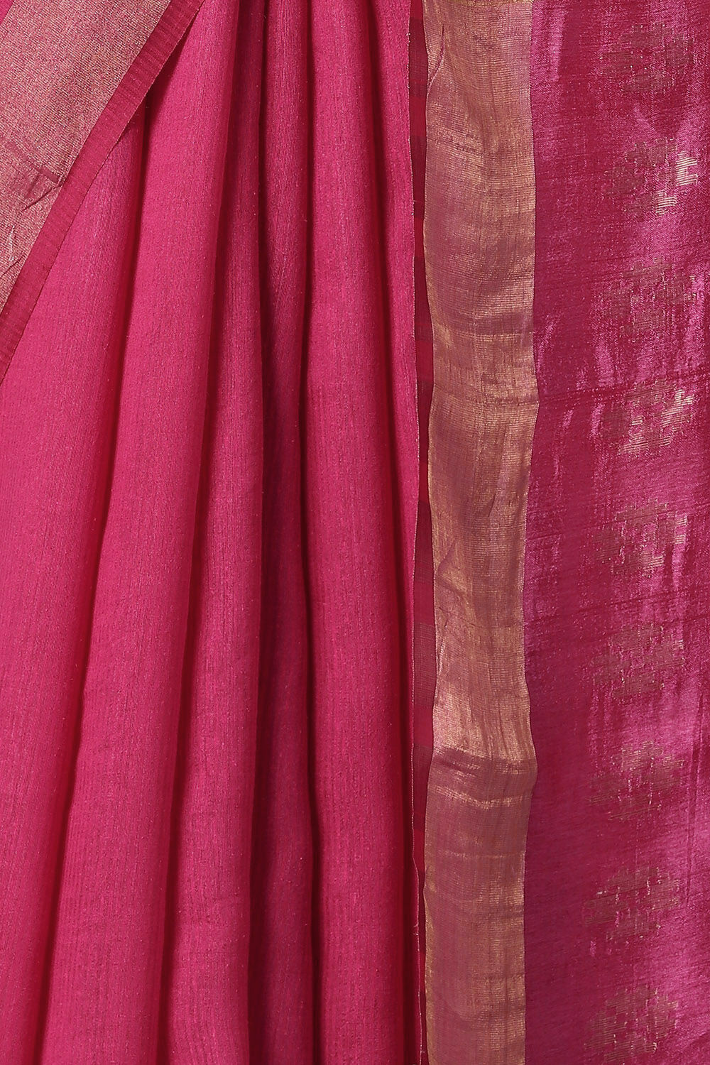 Dark Pink Pure Silk Tussar Bhagalpuri Saree image number null