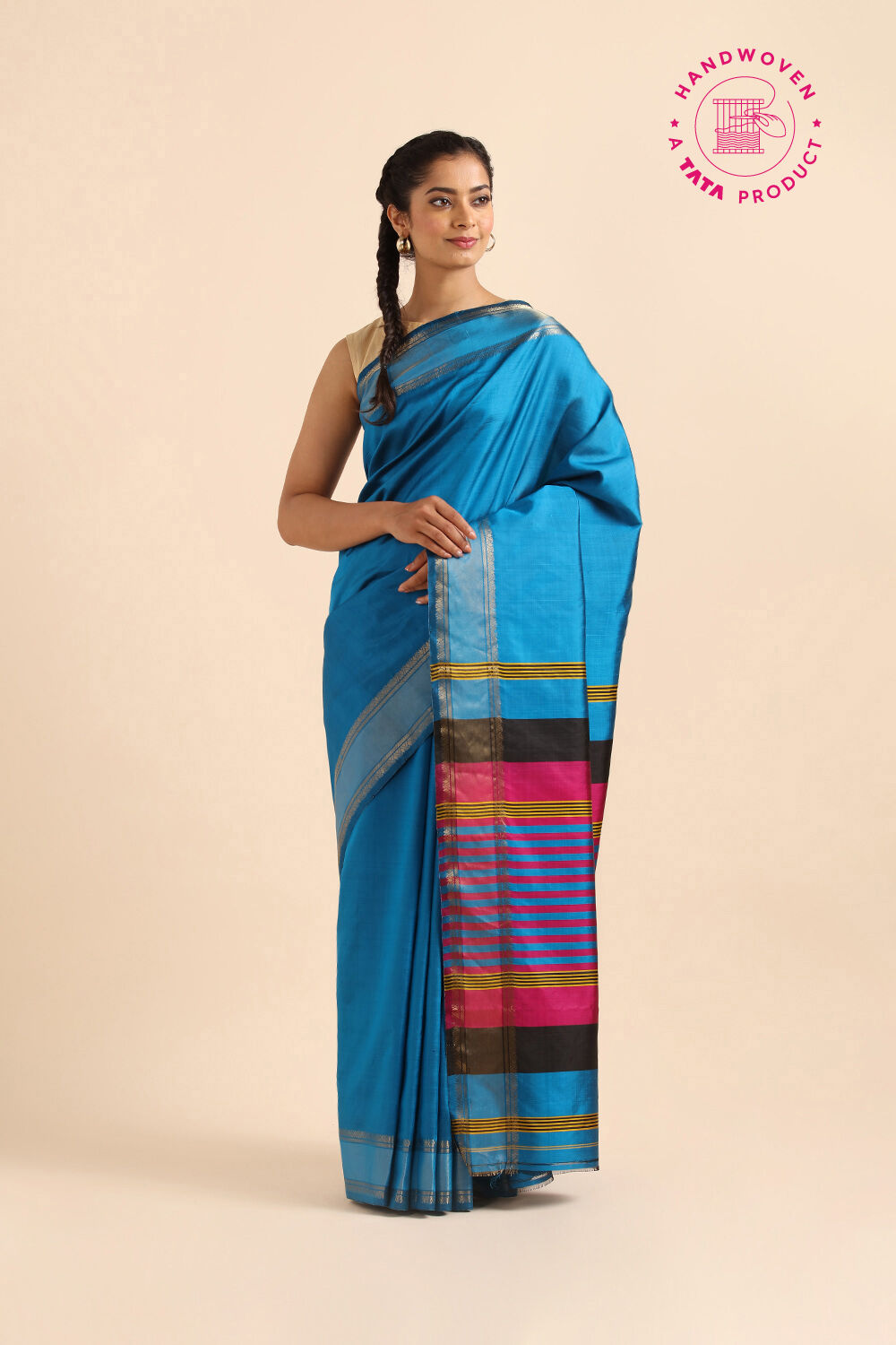 Light Blue Pure Silk Woven Saree image number null