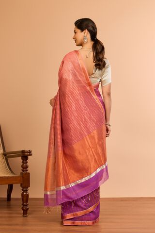 Dark Violet Silk Cotton Maheshwari Woven Saree thumbnail image number null