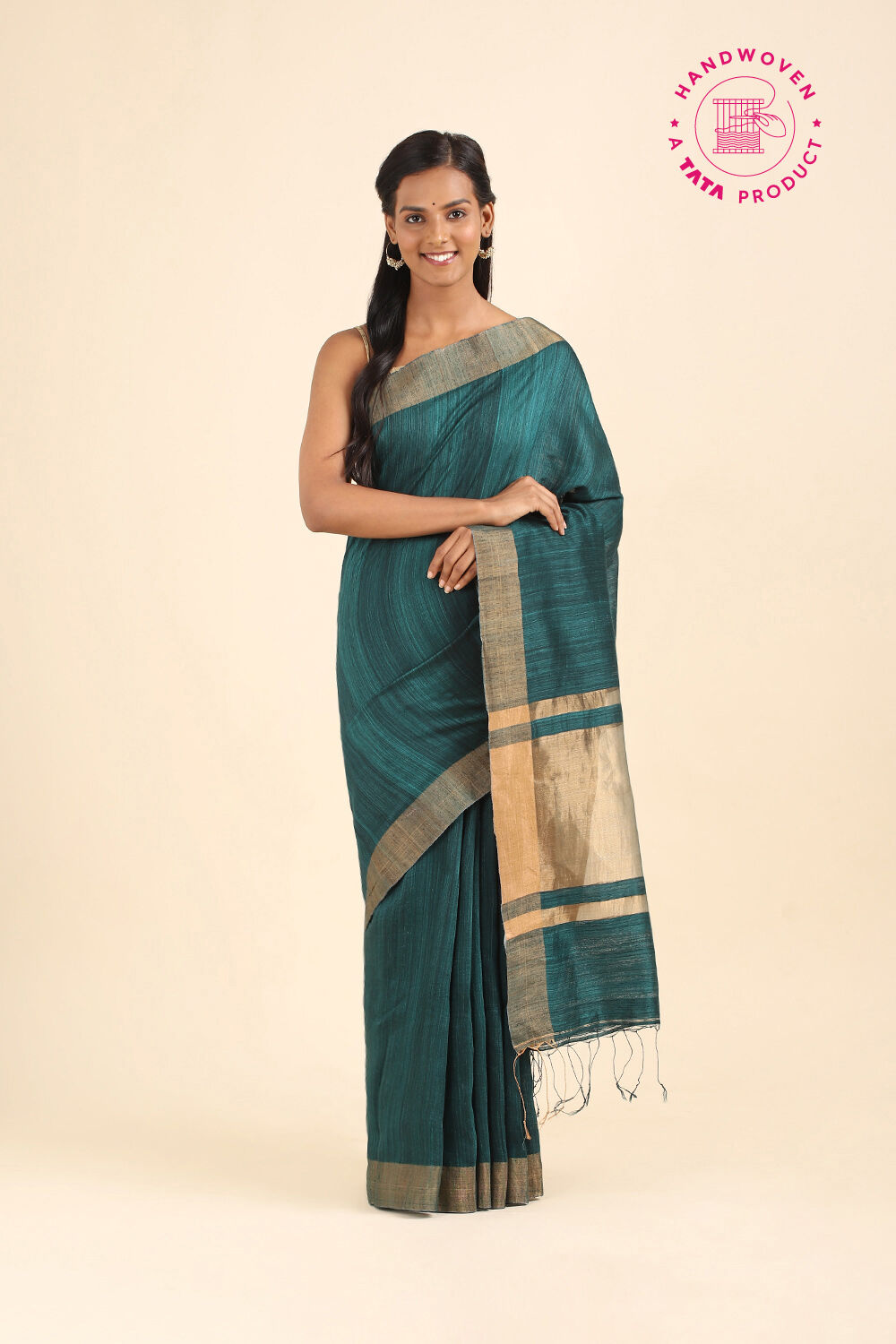Dark Green Pure Silk Vanya Jamdani Saree image number null