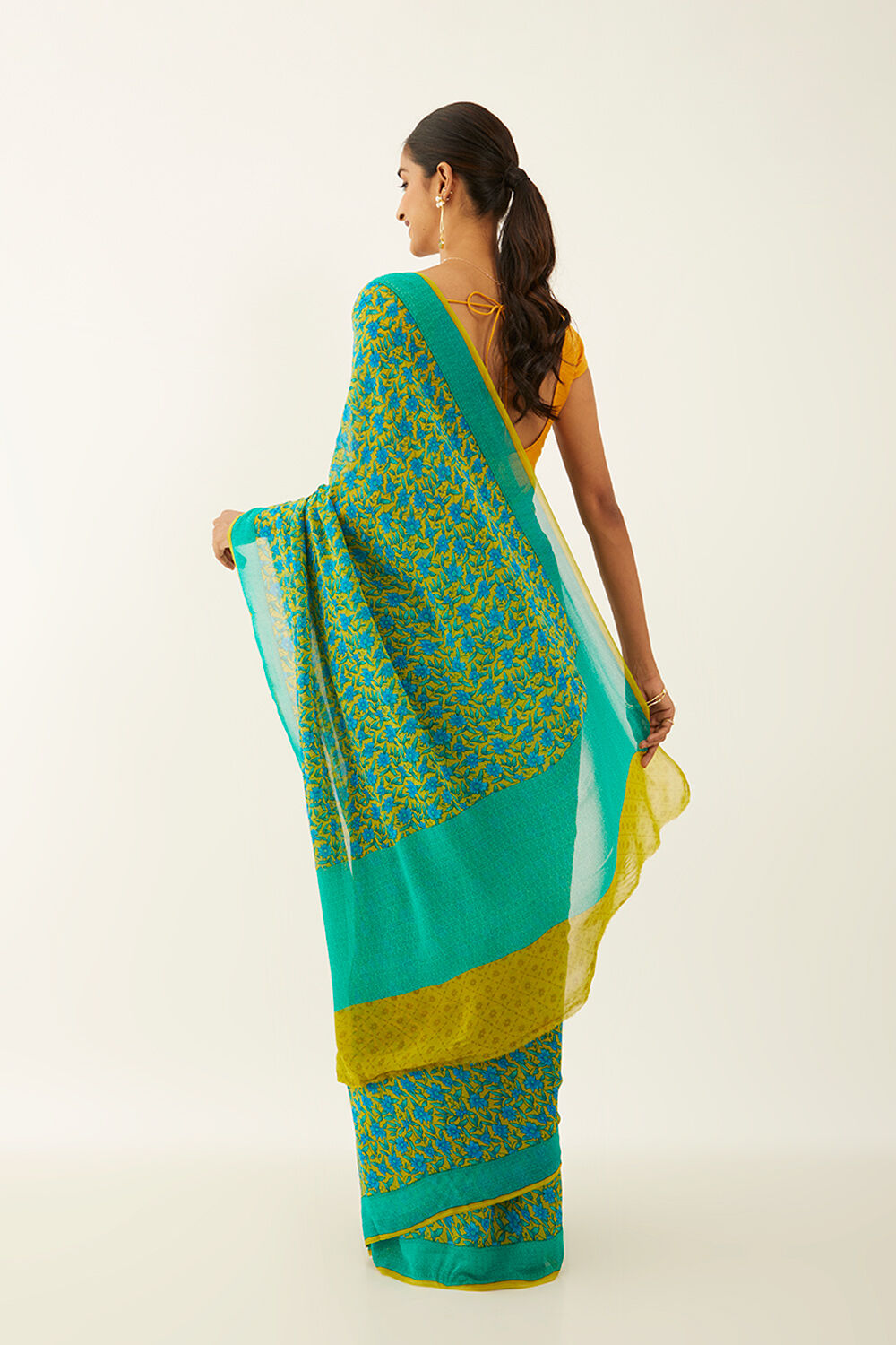 Light Green Viscose Georgette Printed Saree image number null