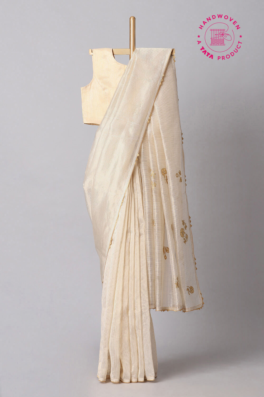 White Pure Silk Cotton Embroidered Saree image number null