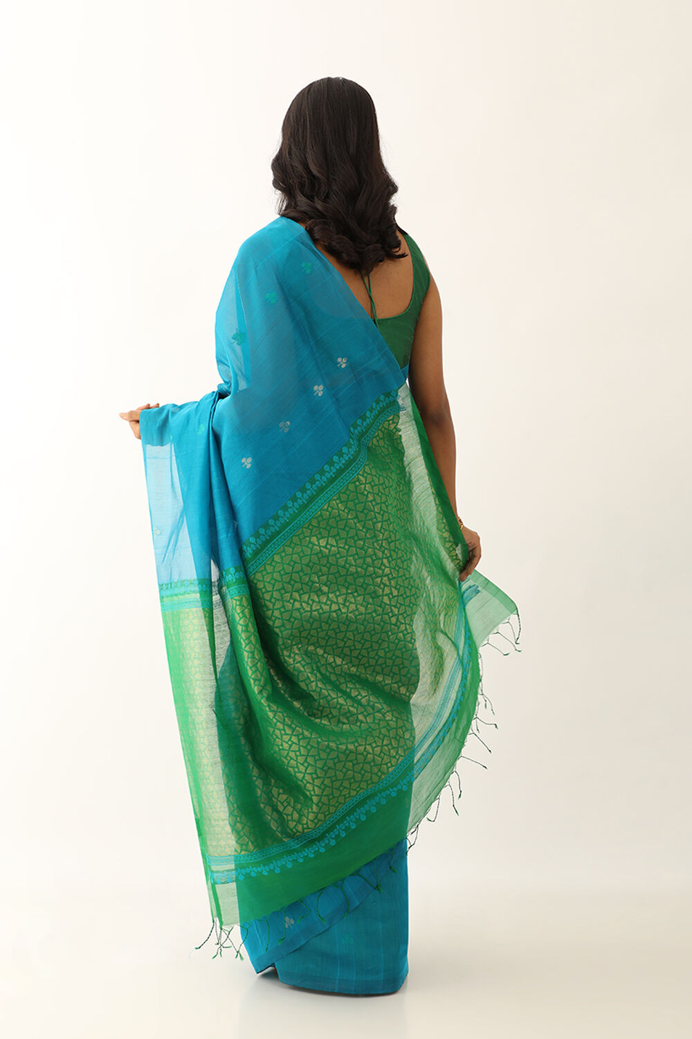 Dark Blue Pure Silk Cotton Woven South Saree image number null