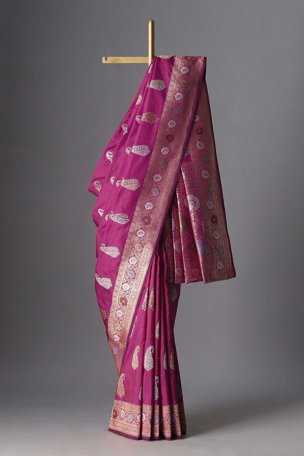 Dark Pink Pure Silk Banarasi Saree image number null