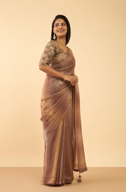 Brown Woven Viscose Saree